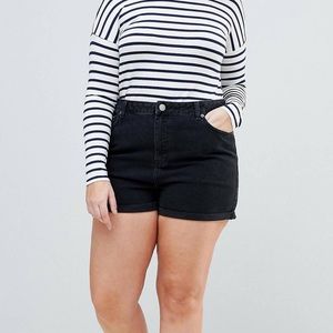 NWOT ASOS CURVE Black Denim Mom Shorts